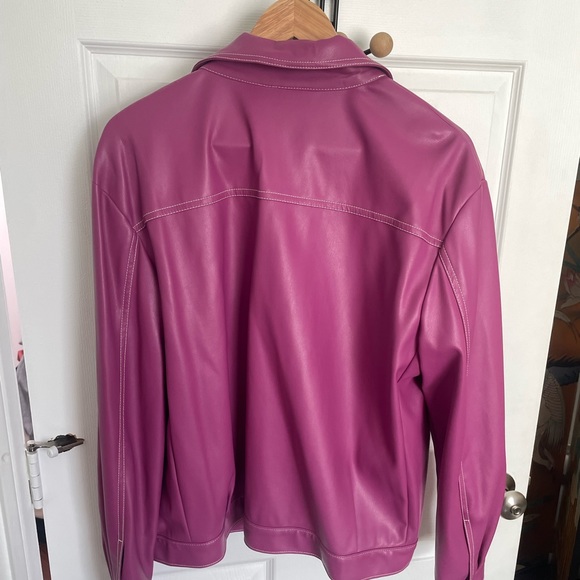 STAUD RYAN JACKET FUCHSIA VEGAN LEATHER - Picture 9 of 9